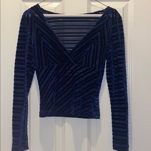 Area Code blue velvet shirt